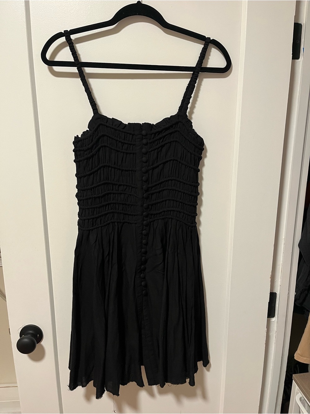 Vici Black Smocked Sundress with Button Front